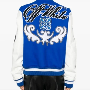 Buy Off-White Royal logo-appliqué varsity jacket