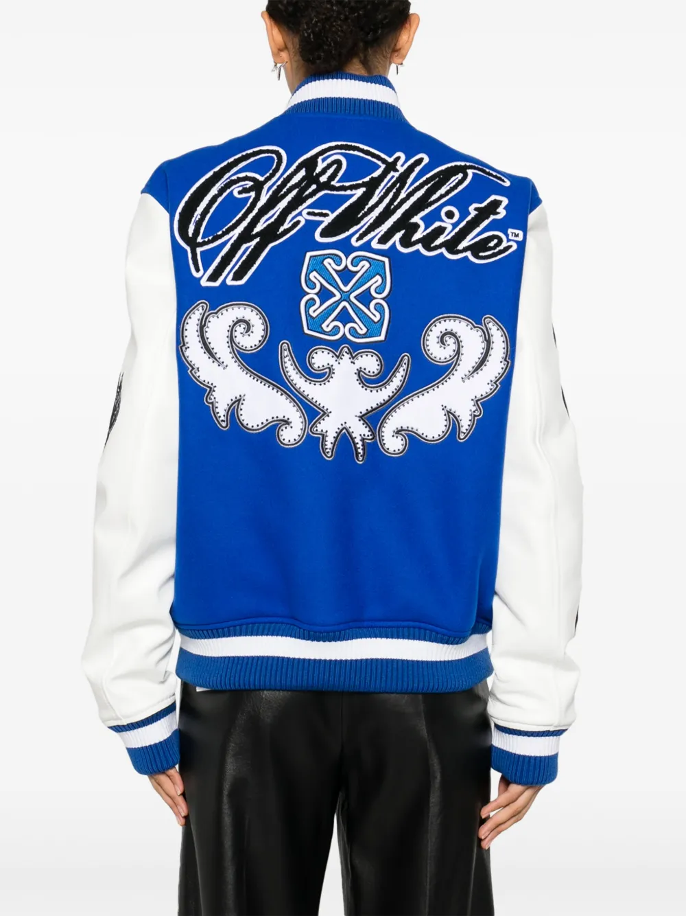 Buy Off-White Royal logo-appliqué varsity jacket