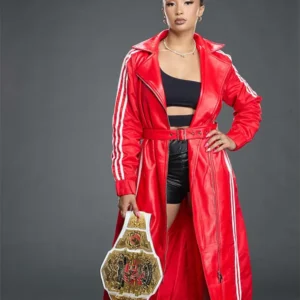 Buy WWE NXT 2026 Kelani Jordan Red Leather Adidas Hooded Coat