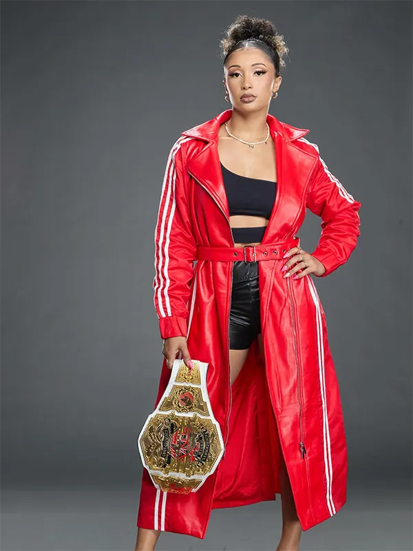 Buy WWE NXT 2026 Kelani Jordan Red Leather Adidas Hooded Coat