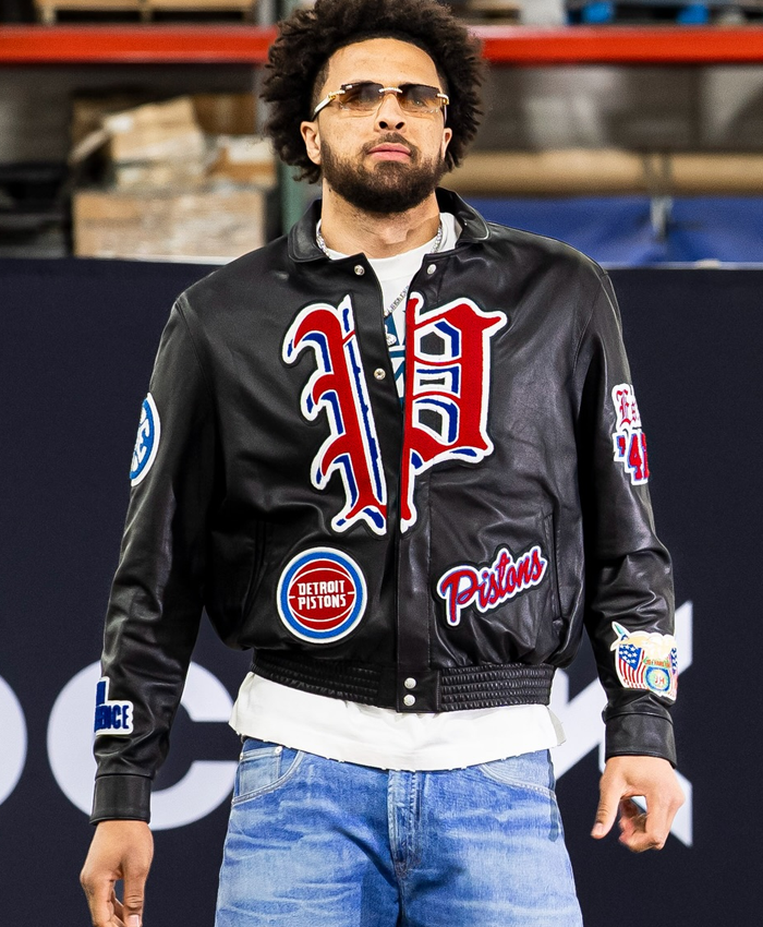 Cade Cunningham Detroit Pistons Black Leather Jacket