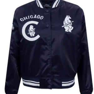 Chicago Cubs Retro Classic Full-Snap Satin Varsity Navy Jacket