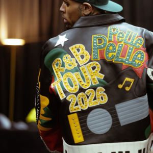 Chris Brown Bespoke Pelle Pelle Jacket For Sale