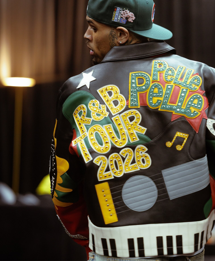 Chris Brown Bespoke Pelle Pelle Jacket For Sale