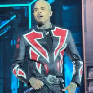 Chris Brown The R&B Tour Toronto Red And Black Leather Jacket