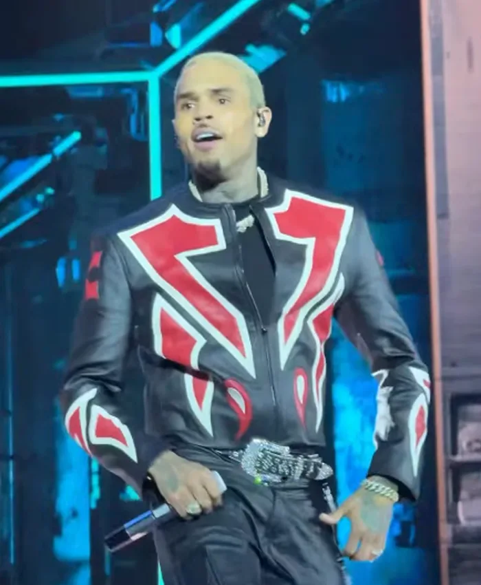 Chris Brown The R&B Tour Toronto Red And Black Leather Jacket