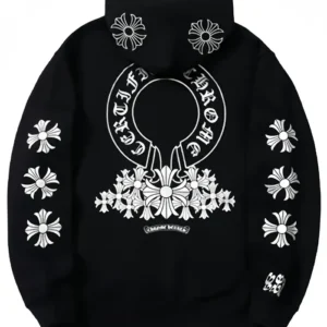 Chrome Heart Black Fleece Pullover Hoodie For Sale