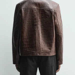 Crocodile Style Leather Jacket