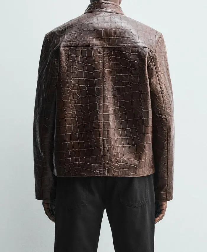 Crocodile Style Leather Jacket