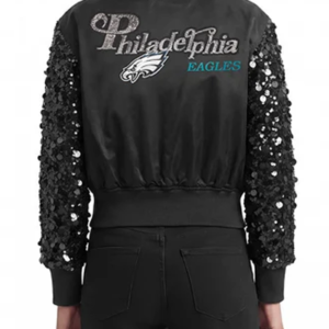Eagles Cropped Satin Jacket