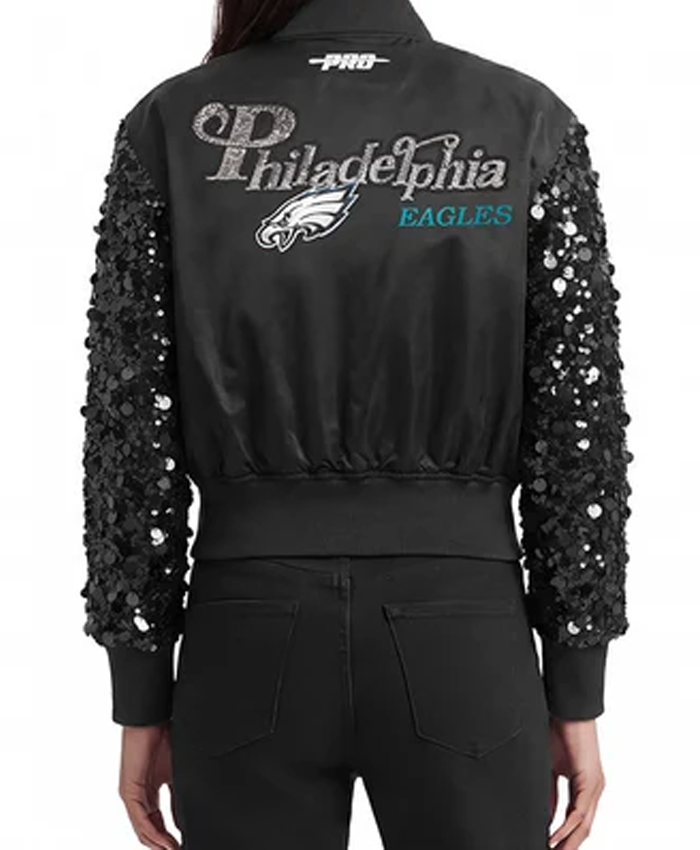 Eagles Cropped Satin Jacket
