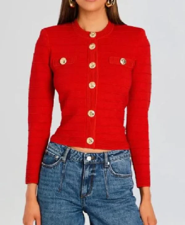 Emily In Paris Ashley Park Red Knitted Jacket