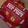 Ferrari F1 Red Leather Bomber Jacket