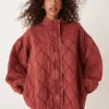 Free People Juno Quilted Burgundy Cotton Jacket