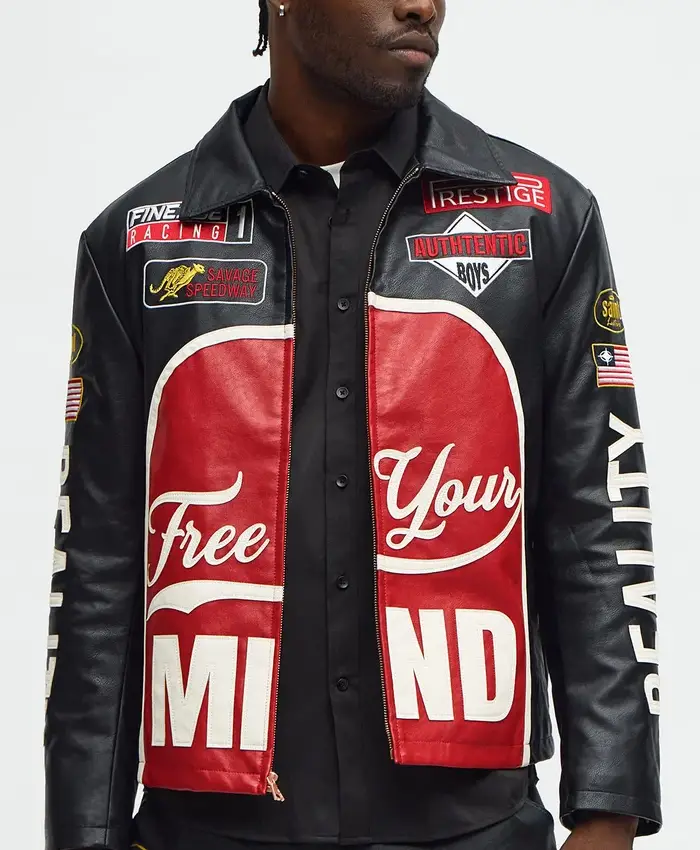 Free Your Mind Faux Leather Racing Jacket