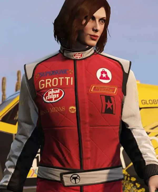 Game-Grand-Theft-Auto-V-Ashley-Butler-Red-Cotton-Racing-Jacket-front-view-600x729