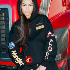 Get AVIREX x Wrangle Unisex Multi-Patch Black Hoodie
