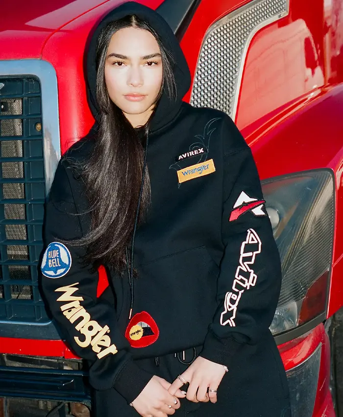 Get AVIREX x Wrangle Unisex Multi-Patch Black Hoodie
