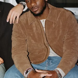 Get Abercrombie Malik Nabers Brown Suede Jacket