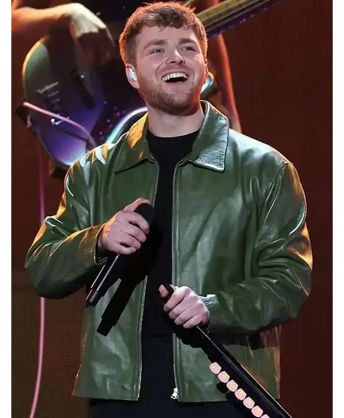 Get Alex Warren iHeartRadio 2025 Green Leather Jacket