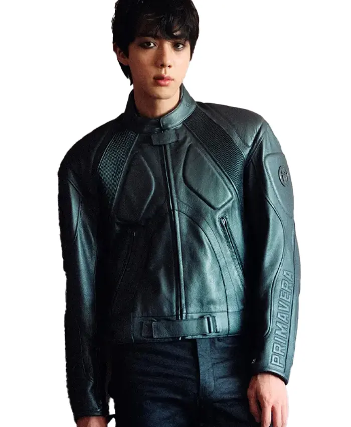 Get BTS Jin Gucci Primavera Green Leather Jacket