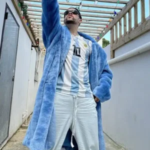 Get Bad Bunny World Tour 2026 Adidas x Ivy Park Blue Fur Coat