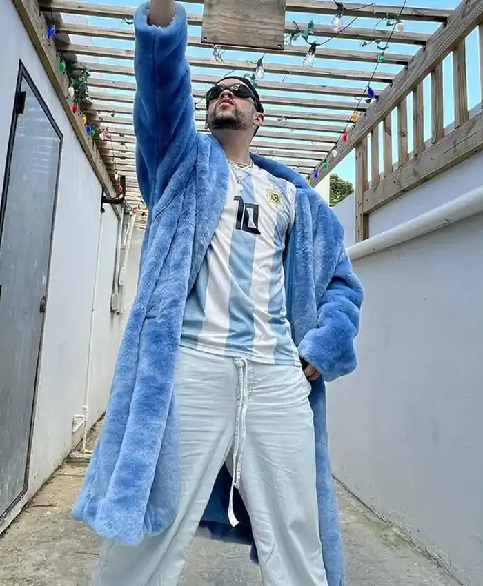 Get Bad Bunny World Tour 2026 Adidas x Ivy Park Blue Fur Coat