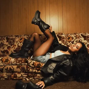 Get Becky G UGG x Willy Chavarria Black Biker Leather Jacket