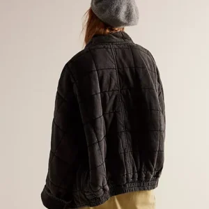 Get Free People Dolman Quilted Knit Black Jacket