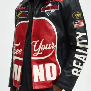 Get Free Your Mind Faux Leather Racing Jacket