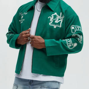 Get Independence Kelly Green Wool Varsity Jacket