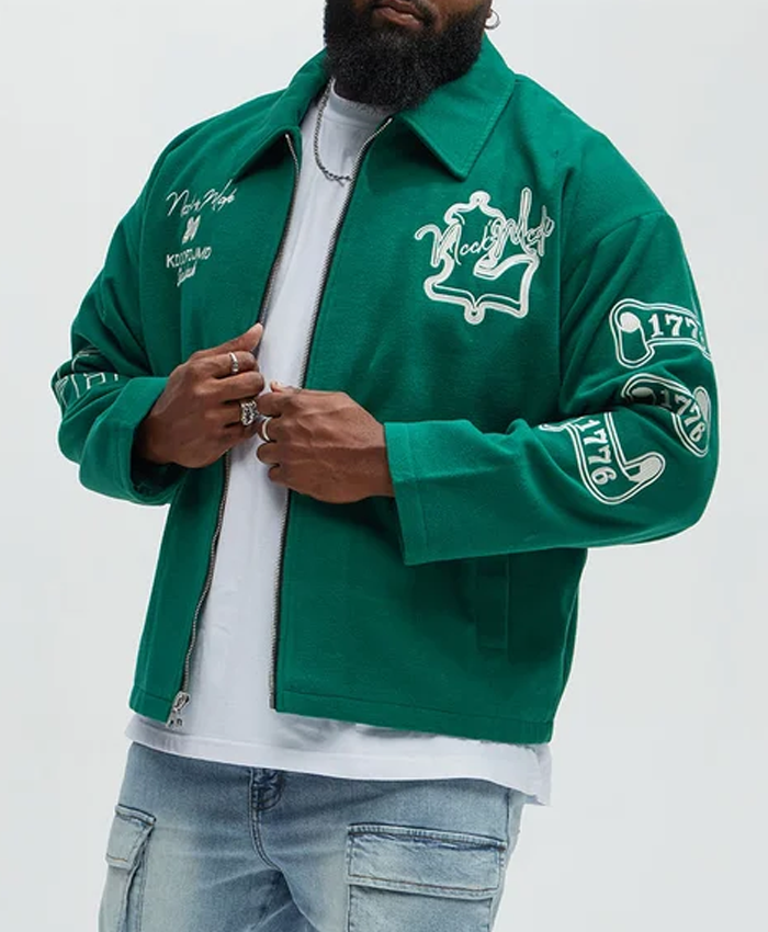 Get Independence Kelly Green Wool Varsity Jacket