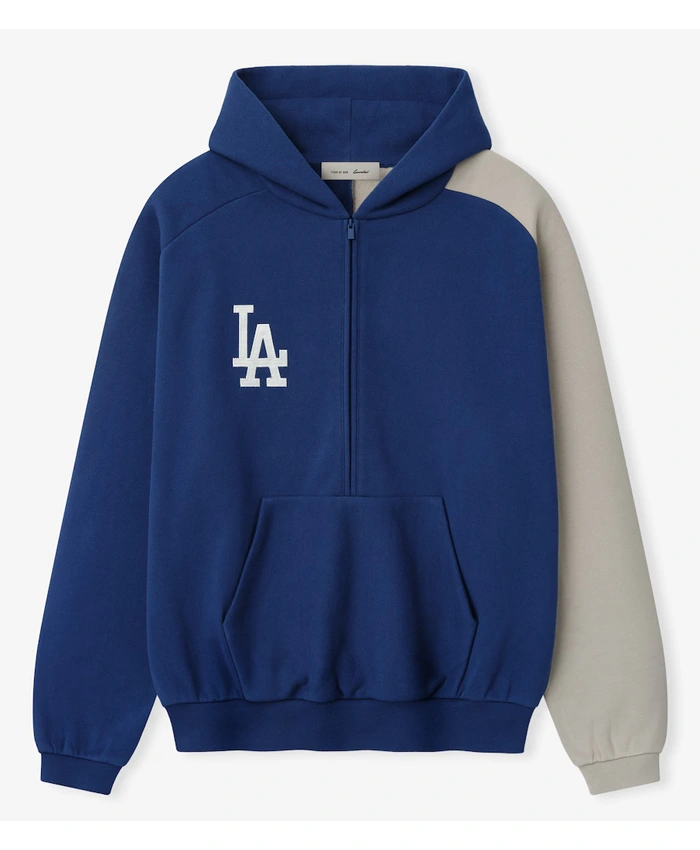 Get LA Dodgers Fear of God x MLB Half-Zip Raglan Hoodie