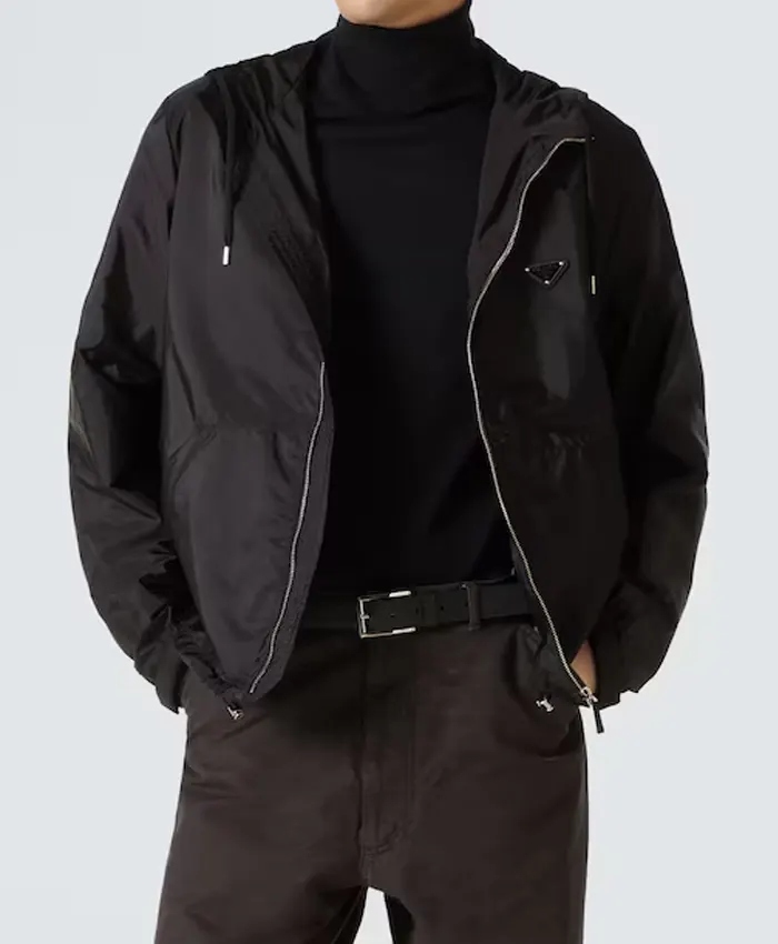 Get Men’s Prada Black Nylon Hooded Windbreaker Jacket