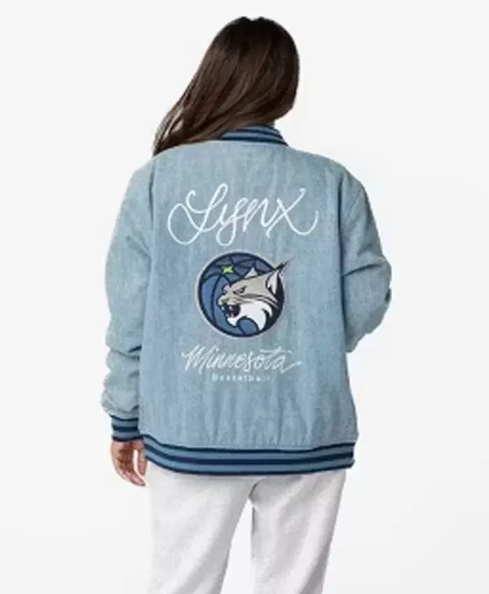 Get Minnesota Lynx Denim Bomber Jacket