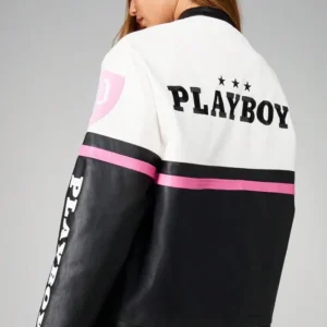 Get Missguided x Playboy ColorBlock Leather Jacket