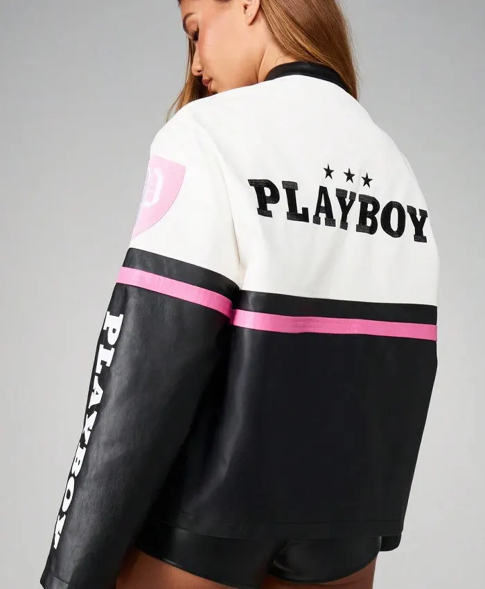 Get Missguided x Playboy ColorBlock Leather Jacket
