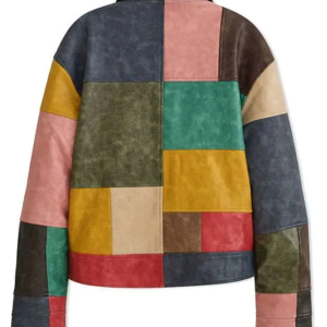 Get Paige Bueckers Kidsuper Colour Block Patchwork Leather Jacket