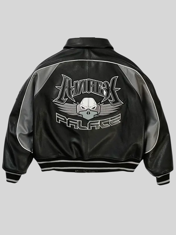 Get Palace x Avirex Black Leather Jacket