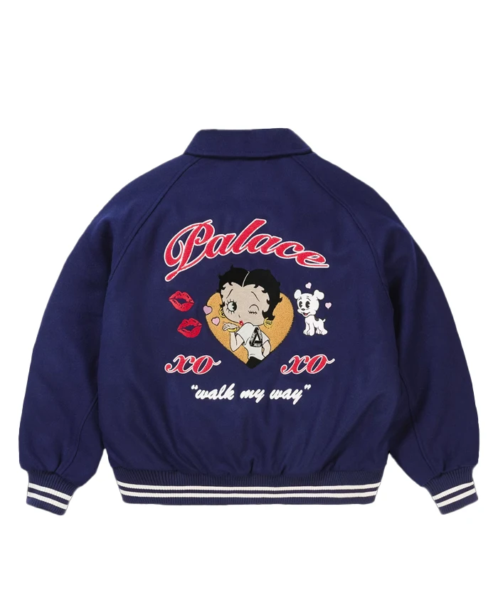 Get Palace x Betty Boop Navy Blue Varsity Jacket