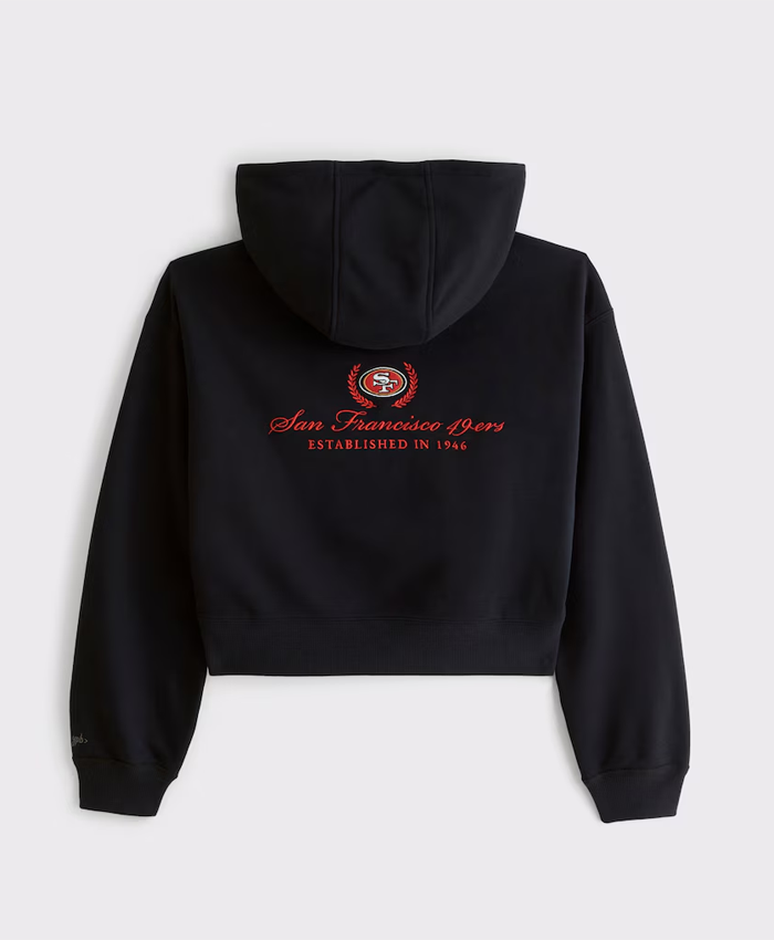 Get San Francisco 49ers Abercrombie & Fitch Black Full-Zip Hooded Jacket