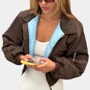 Get Scarlet And Sam Bomber Sky Brown Jacket