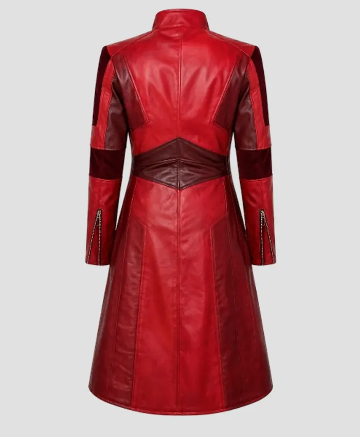 Get Scarlet Witch Red Leather Long Trench Coat