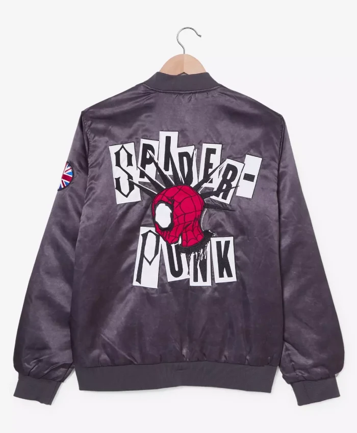 Get Spider Man Across the Spider-Verse New London Satin Bomber Jacket