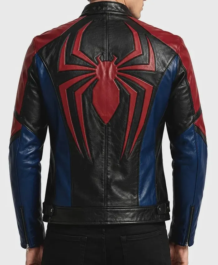 Spider-Man Inspired Oversized Black Leather Bomber Jacket