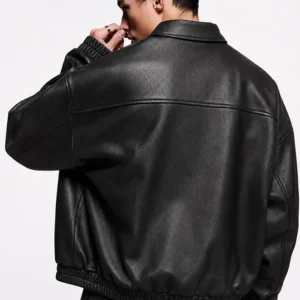 Get Spider-Man Inspired Oversized Black Leather Bomber Jacket