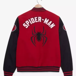 Get Spider Man Red and Black Wool Varsity Jacket