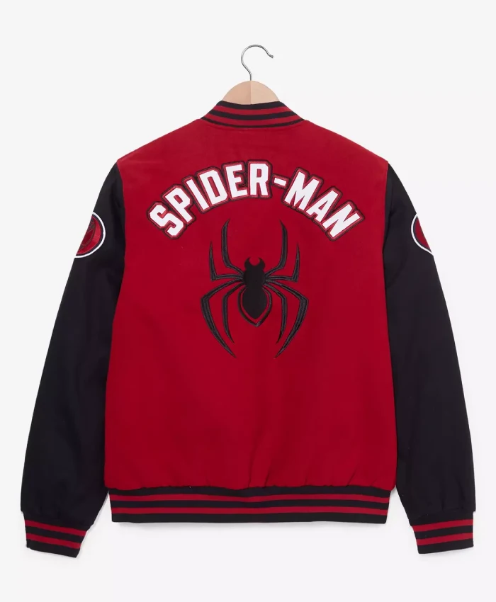 Get Spider Man Red and Black Wool Varsity Jacket