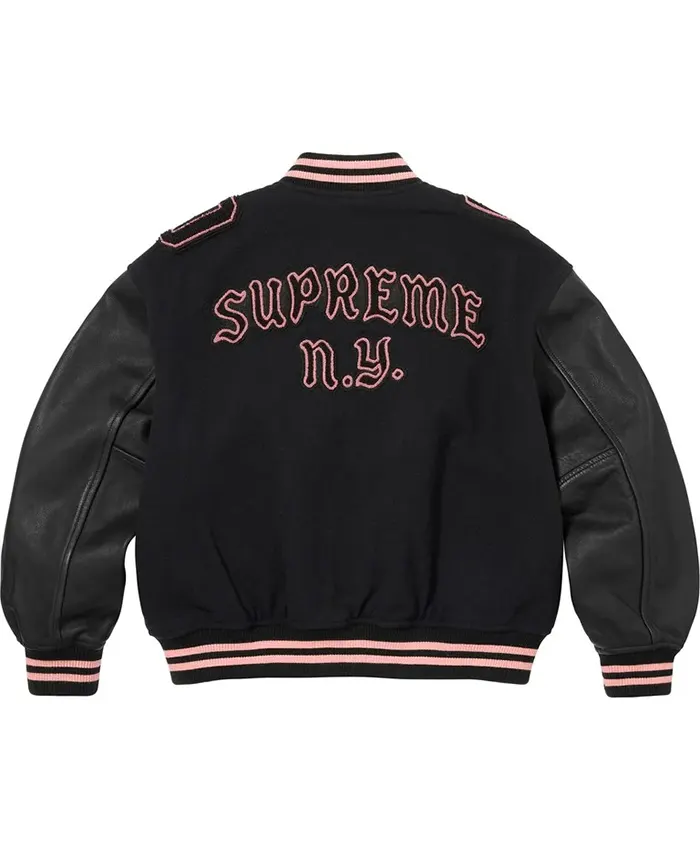 Get Supreme Fall 2026 Captains Black Varsity Jacket