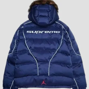 Get Supreme x Jordan Navy Puffer Jacket